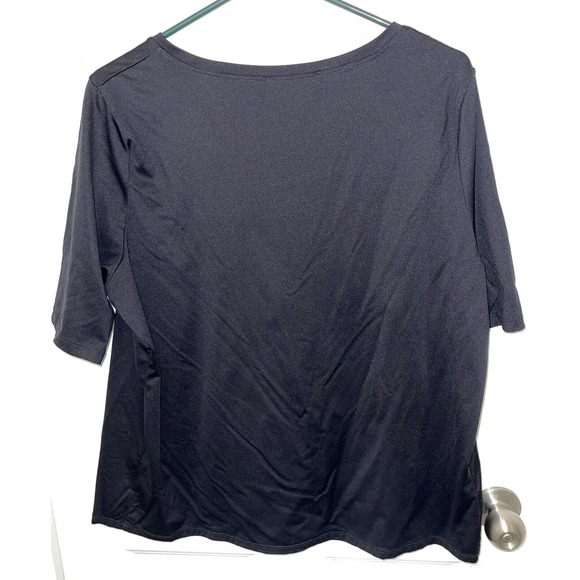 Women’s Peter Nygard Short Sleeve Black Shirt / Top Size 1X 94% Nylon 6% Spandex - Picture 3 of 4